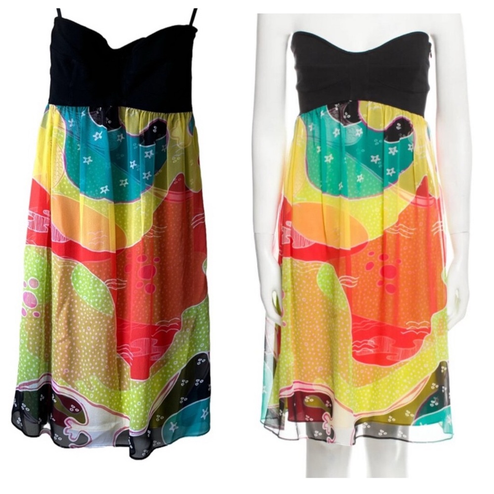 Diane von Furstenberg Strapless Silk Mini Dress – Multicolor, Size 2